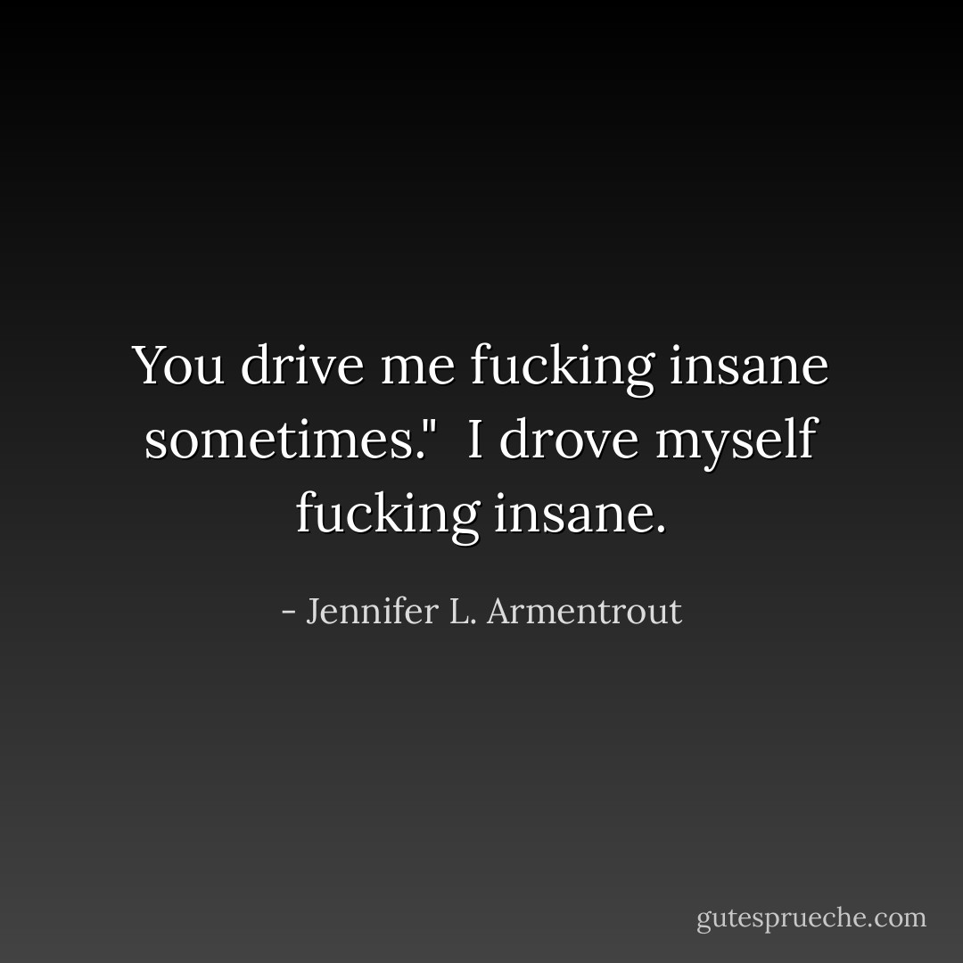 You drive me fucking insane sometimes." <br />I drove myself fucking insane. - Jennifer L. Armentrout