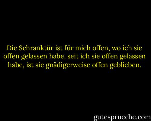 Die Schranktür ist für mich offen, wo ich sie offen gelassen habe, seit ich sie offen gelassen habe, ist sie gnädigerweise offen geblieben. - Allen Ginsberg<