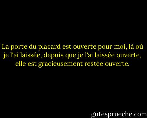 La porte du placard est ouverte pour moi, là où je l'ai laissée, depuis que je l'ai laissée ouverte, elle est gracieusement restée ouverte. - Allen Ginsberg