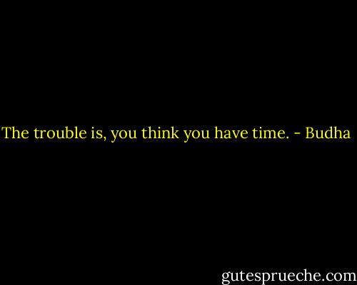 The trouble is, you think you have time. - Budha