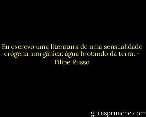 Eu escrevo uma literatura de uma sensualidade erógena inorgânica: água brotando da terra. - Filipe Russo