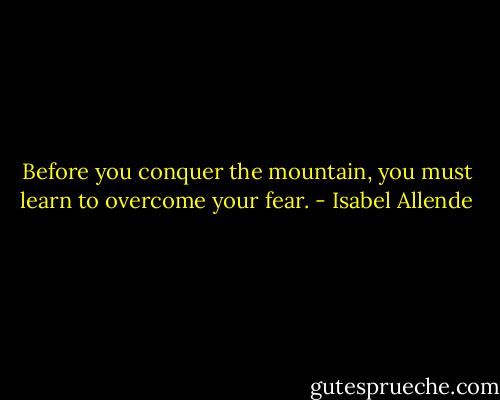 Before you conquer the mountain, you must learn to overcome your fear. - Isabel Allende