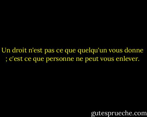 Un droit n'est pas ce que quelqu'un vous donne ; c'est ce que personne ne peut vous enlever. - Ramsey Clark