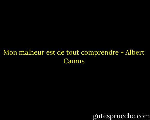 Mon malheur est de tout comprendre - Albert Camus
