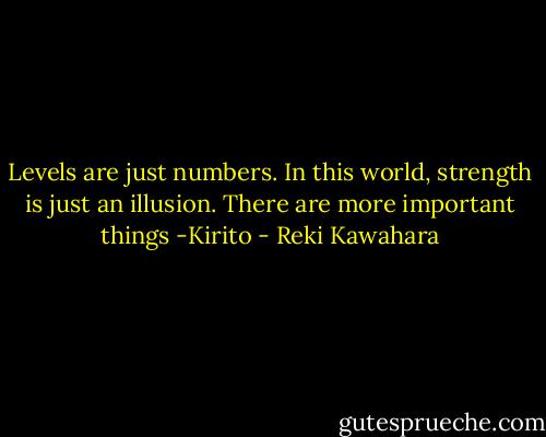 Levels are just numbers. In this world, strength is just an illusion. There are more important things -Kirito - Reki Kawahara