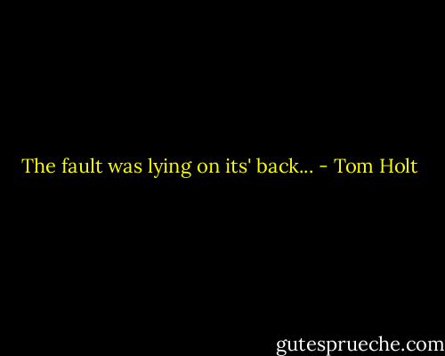 The fault was lying on its' back... - Tom Holt