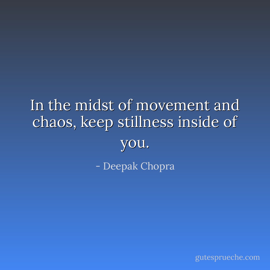 In the midst of movement and chaos, keep stillness inside of you. - Deepak Chopra