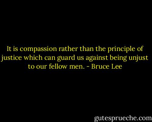 It is compassion rather than the principle of justice which can guard us against being unjust to our fellow men. - Bruce Lee