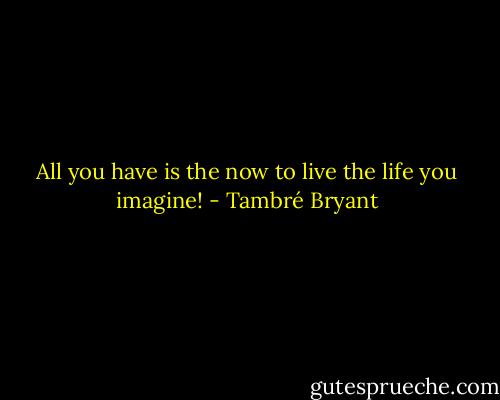 All you have is the now to live the life you imagine! - Tambré Bryant