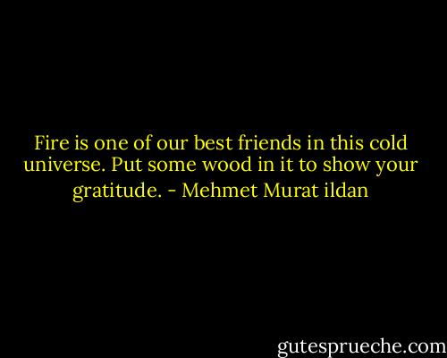 Fire is one of our best friends in this cold universe. Put some wood in it to show your gratitude. - Mehmet Murat ildan