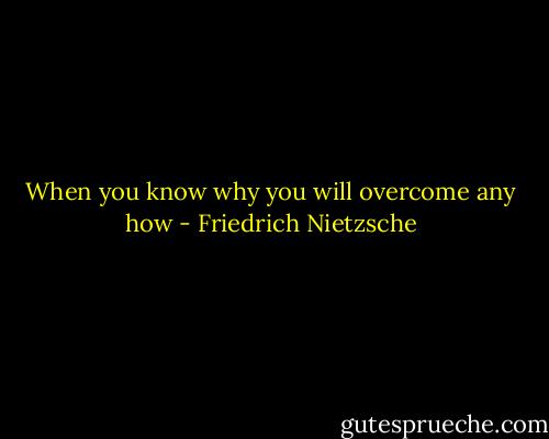 When you know why you will overcome any how - Friedrich Nietzsche
