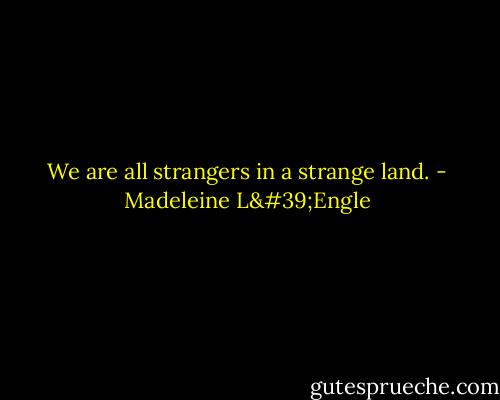 We are all strangers in a strange land. - Madeleine L'Engle