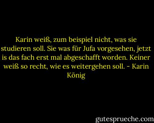 Karin weiß, zum beispiel nicht, was sie studieren soll. Sie was für Jufa vorgesehen, jetzt is das fach erst mal abgeschafft worden. Keiner weiß so recht, wie es weitergehen soll. - Karin König