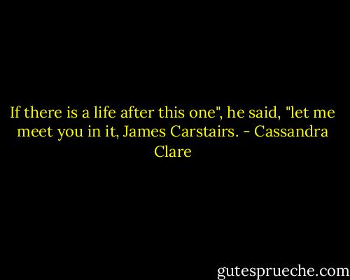 If there is a life after this one", he said, "let me meet you in it, James Carstairs. - Cassandra Clare