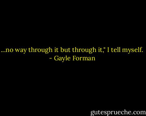 ...no way through it but through it," I tell myself. - Gayle Forman