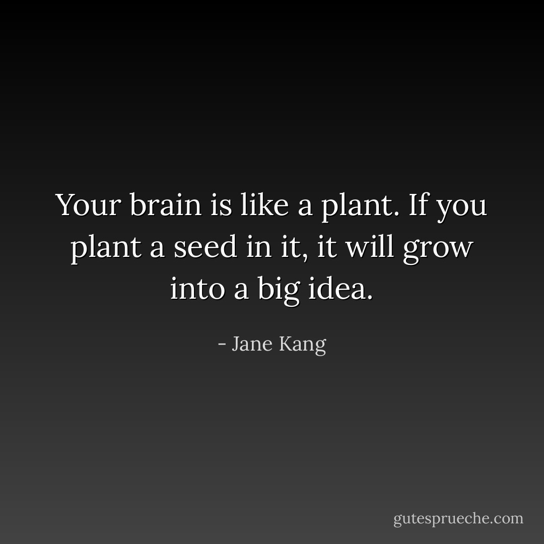 Your brain is like a plant. If you plant a seed in it, it will grow into a big idea. - Jane Kang