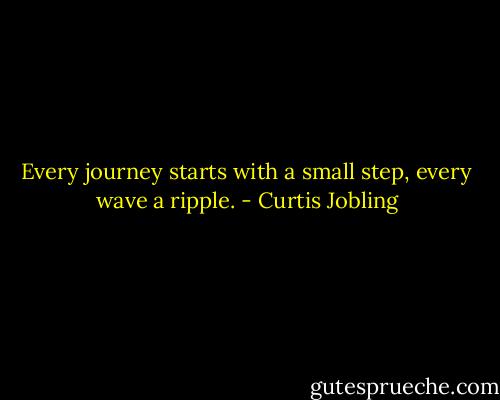 Every journey starts with a small step, every wave a ripple. - Curtis Jobling