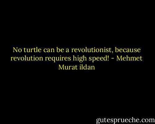 No turtle can be a revolutionist, because revolution requires high speed! - Mehmet Murat ildan