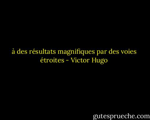 à des résultats magnifiques par des voies étroites - Victor Hugo