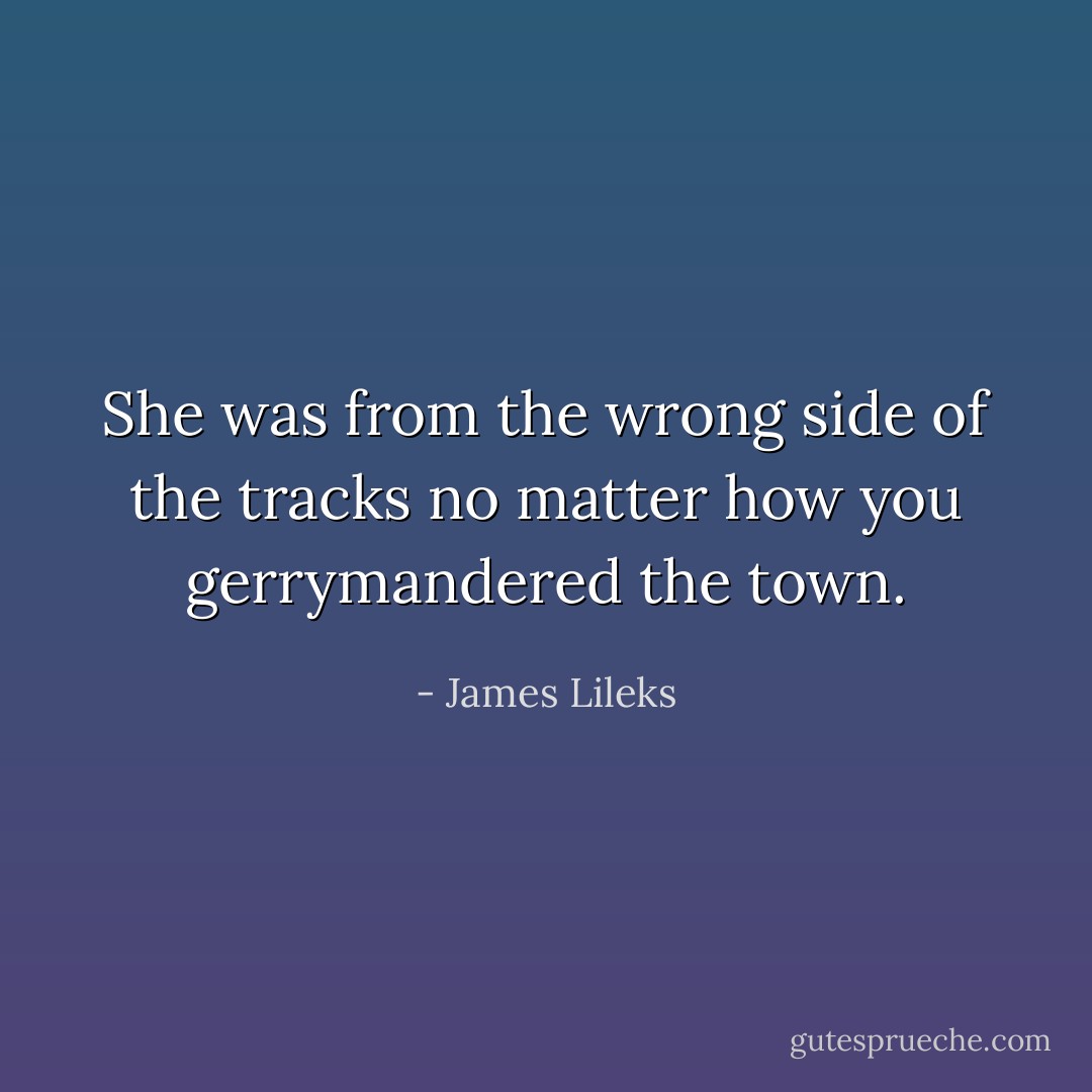 She was from the wrong side of the tracks no matter how you gerrymandered the town. - James Lileks
