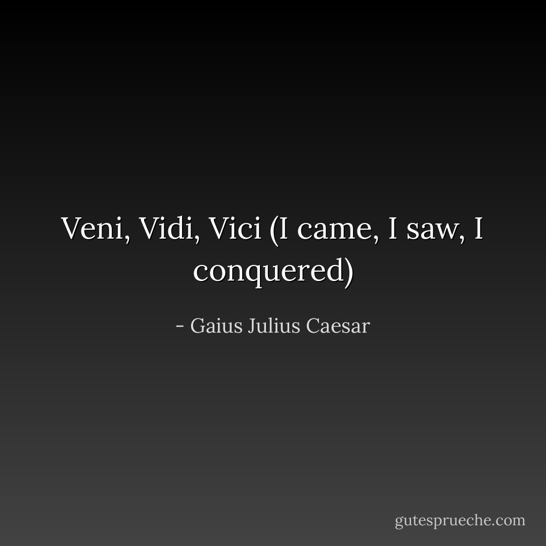 Veni, Vidi, Vici (I came, I saw, I conquered) - Gaius Julius Caesar