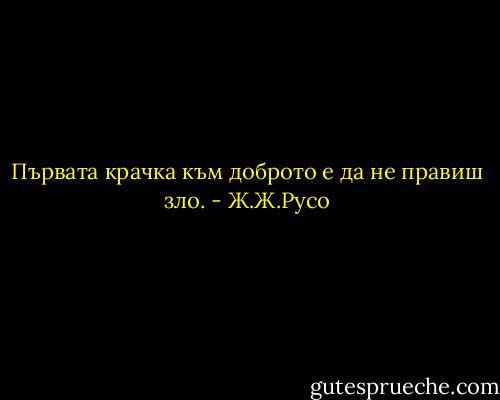 Първата крачка към доброто е да не правиш зло. - Ж.Ж.Русо