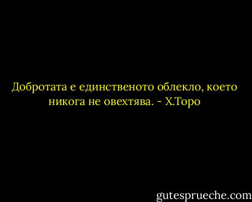 Добротата е единственото облекло, което никога не овехтява. - Х.Торо