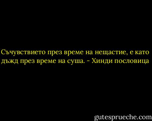 Съчувствието през време на нещастие, е като дъжд през време на суша. - Хинди пословица