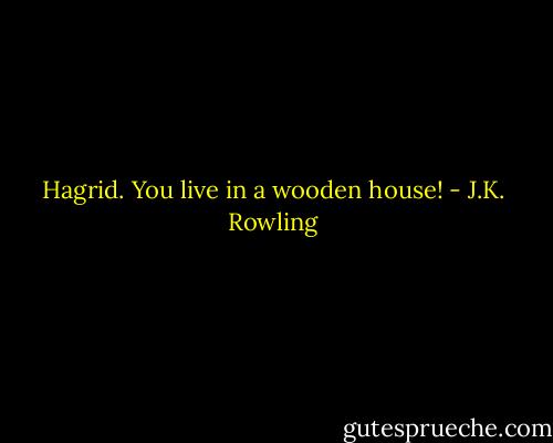 Hagrid. You live in a wooden house! - J.K. Rowling