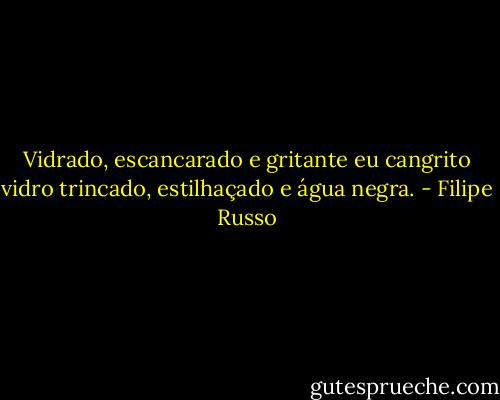 Vidrado, escancarado e gritante eu cangrito vidro trincado, estilhaçado e água negra. - Filipe Russo