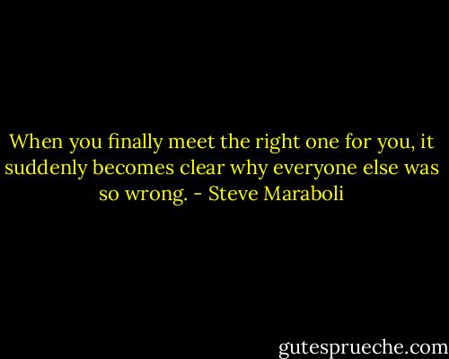 When you finally meet the right one for you, it suddenly becomes clear why everyone else was so wrong. - Steve Maraboli