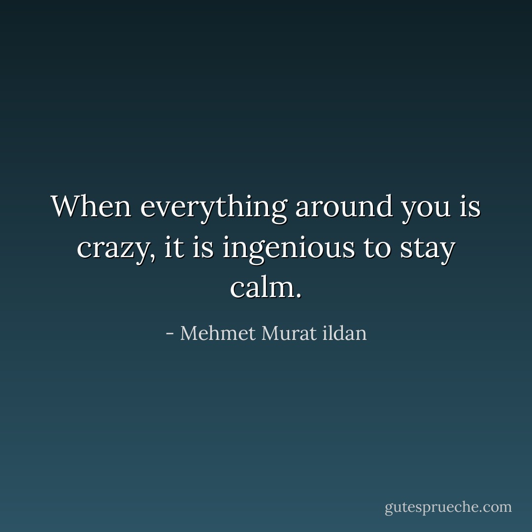 When everything around you is crazy, it is ingenious to stay calm. - Mehmet Murat ildan