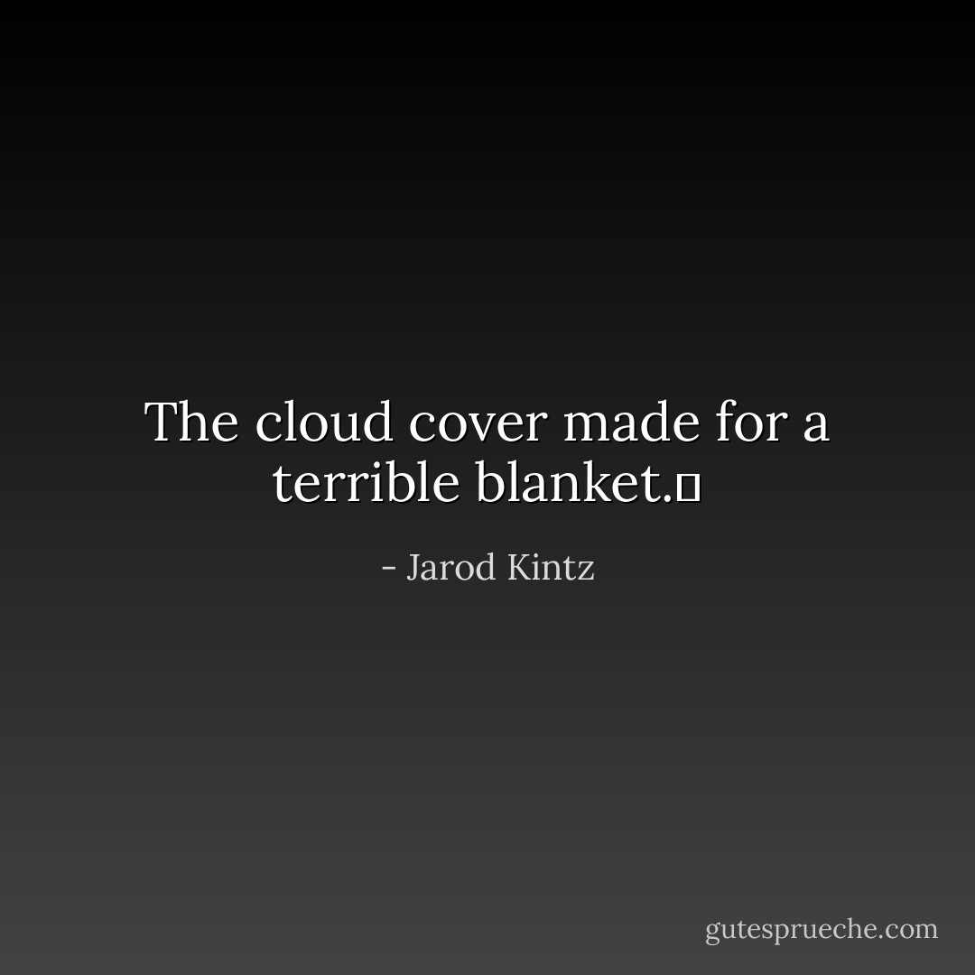 The cloud cover made for a terrible blanket.  - Jarod Kintz