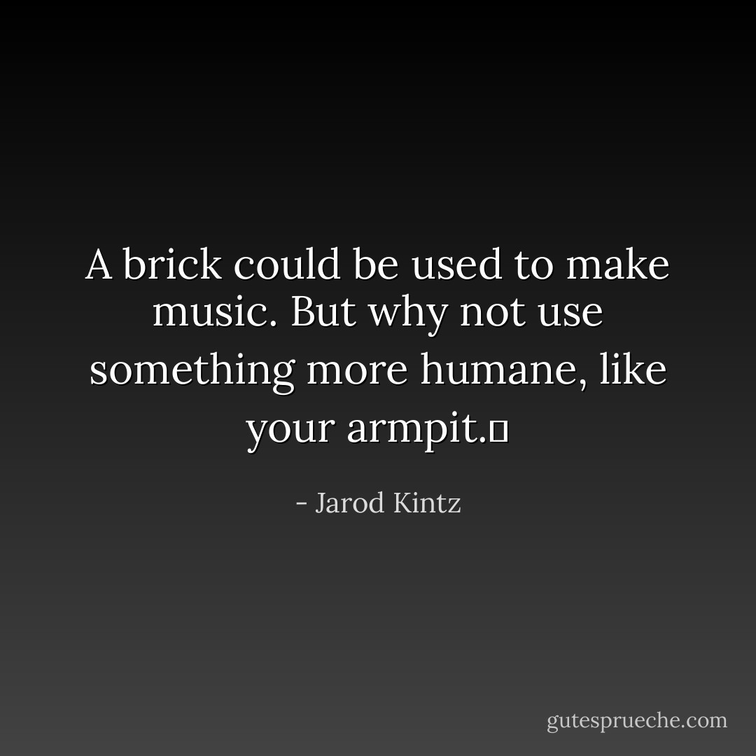 A brick could be used to make music. But why not use something more humane, like your armpit.  - Jarod Kintz