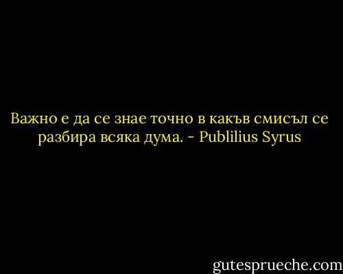 Важно е да се знае точно в какъв смисъл се разбира всяка дума. - Publilius Syrus