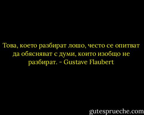 Това, което разбират лошо, често се опитват да обясняват с думи, които изобщо не разбират. - Gustave Flaubert