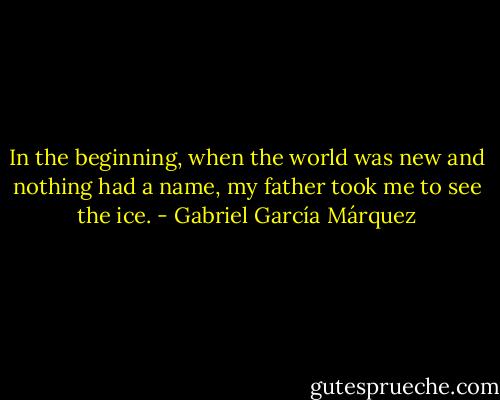In the beginning, when the world was new and nothing had a name, my father took me to see the ice. - Gabriel García Márquez