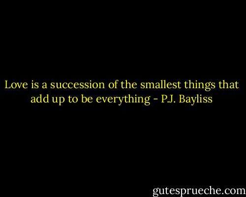 Love is a succession of the smallest things that add up to be everything - P.J. Bayliss