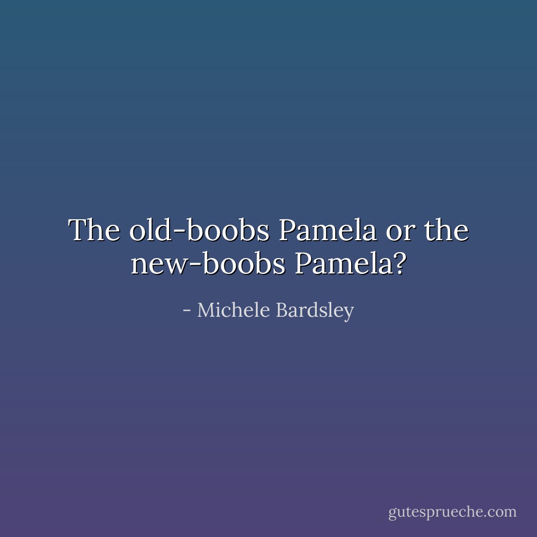 The old-boobs Pamela or the new-boobs Pamela? - Michele Bardsley
