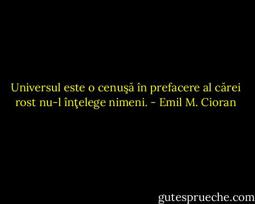 Universul este o cenuşă în prefacere al cărei rost nu-l înţelege nimeni. - Emil M. Cioran