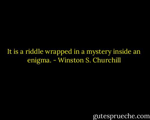 It is a riddle wrapped in a mystery inside an enigma. - Winston S. Churchill