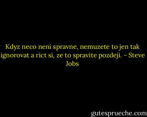 Kdyz neco neni spravne, nemuzete to jen tak ignorovat a rict si, ze to spravite pozdeji. - Steve Jobs