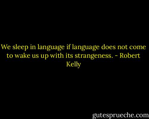 We sleep in language if language does not come to wake us up with its strangeness. - Robert Kelly
