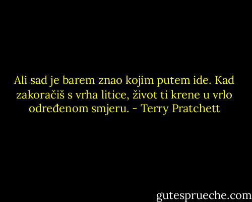 Ali sad je barem znao kojim putem ide. Kad zakoračiš s vrha litice, život ti krene u vrlo određenom smjeru. - Terry Pratchett