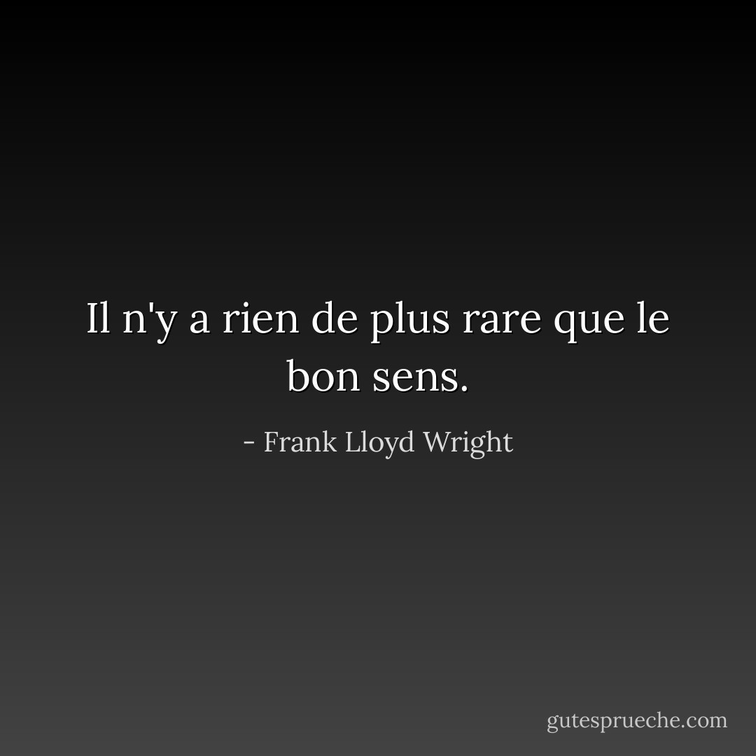 Il n'y a rien de plus rare que le bon sens. - Frank Lloyd Wright