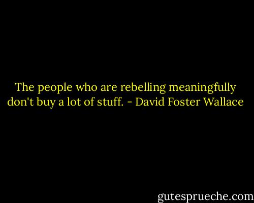 The people who are rebelling meaningfully don't buy a lot of stuff. - David Foster Wallace