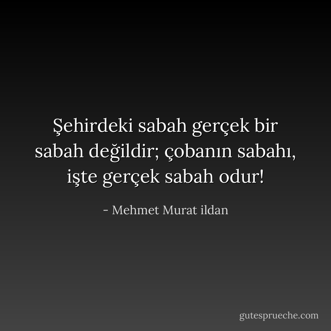 Şehirdeki sabah gerçek bir sabah değildir; çobanın sabahı, işte gerçek sabah odur! - Mehmet Murat ildan
