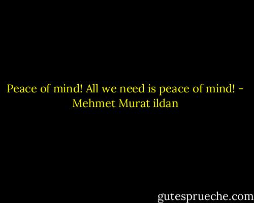 Peace of mind! All we need is peace of mind! - Mehmet Murat ildan