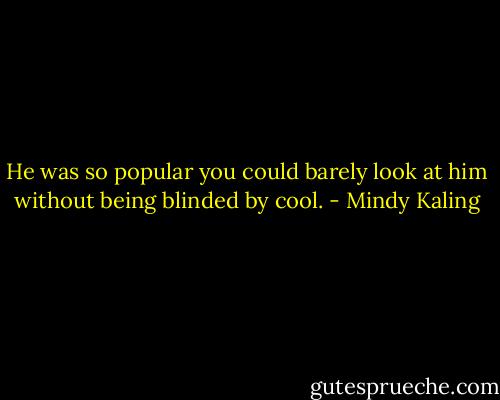 He was so popular you could barely look at him without being blinded by cool. - Mindy Kaling