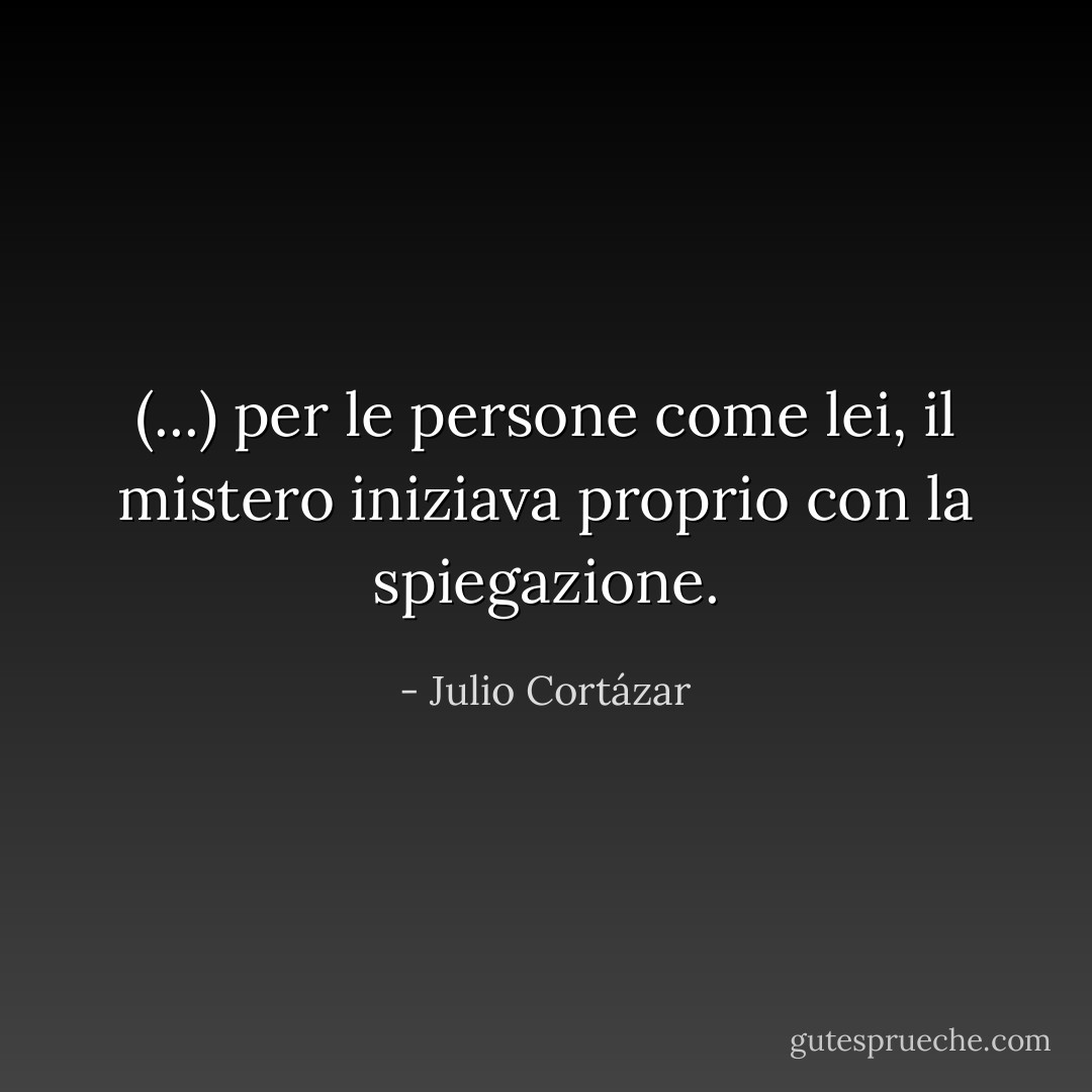 (...) per le persone come lei, il mistero iniziava proprio con la spiegazione. - Julio Cortázar